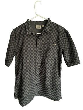 Vans Black & Gray Checker Short Sleeve Button-Up Shirt
